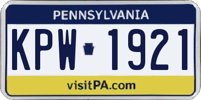 PA license plate KPW1921