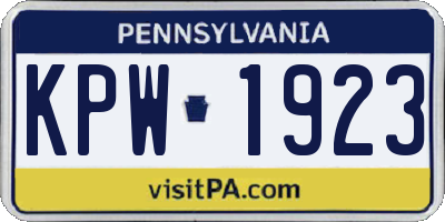 PA license plate KPW1923