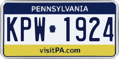 PA license plate KPW1924