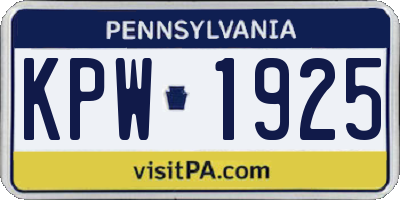 PA license plate KPW1925