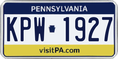 PA license plate KPW1927