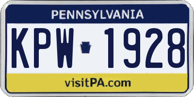 PA license plate KPW1928