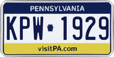 PA license plate KPW1929