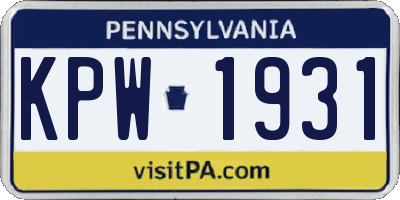 PA license plate KPW1931