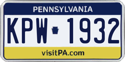 PA license plate KPW1932