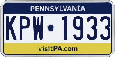 PA license plate KPW1933