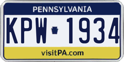 PA license plate KPW1934