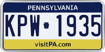 PA license plate KPW1935