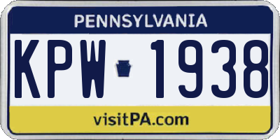PA license plate KPW1938