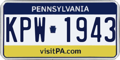 PA license plate KPW1943