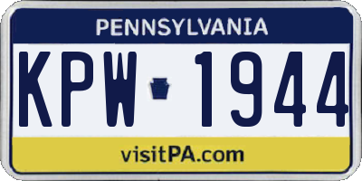 PA license plate KPW1944