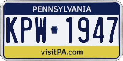 PA license plate KPW1947