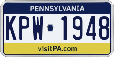 PA license plate KPW1948