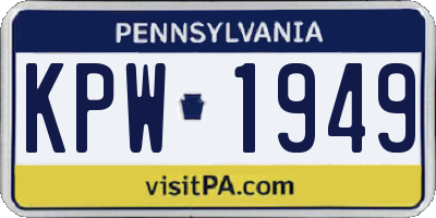 PA license plate KPW1949