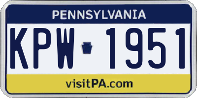 PA license plate KPW1951