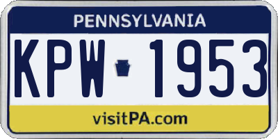PA license plate KPW1953
