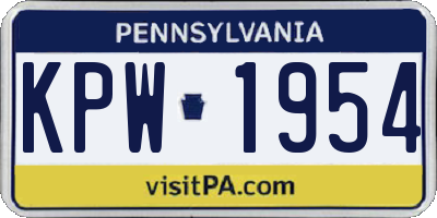 PA license plate KPW1954