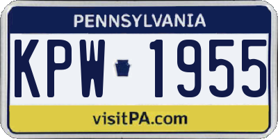 PA license plate KPW1955