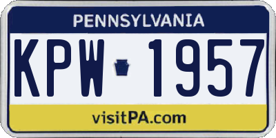 PA license plate KPW1957