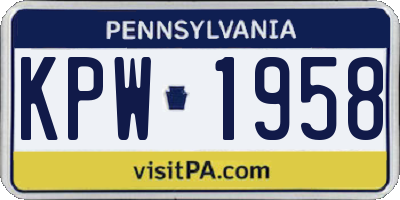 PA license plate KPW1958