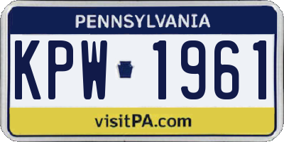 PA license plate KPW1961