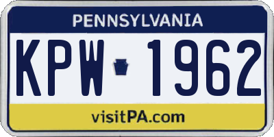 PA license plate KPW1962