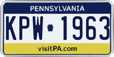 PA license plate KPW1963