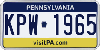 PA license plate KPW1965