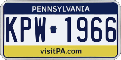 PA license plate KPW1966