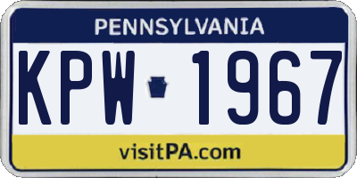 PA license plate KPW1967