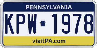 PA license plate KPW1978
