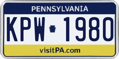 PA license plate KPW1980