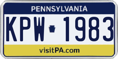 PA license plate KPW1983