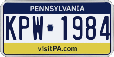 PA license plate KPW1984