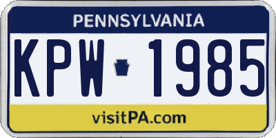 PA license plate KPW1985