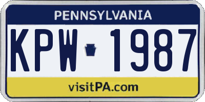 PA license plate KPW1987