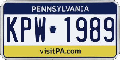 PA license plate KPW1989