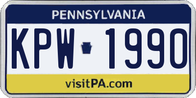 PA license plate KPW1990