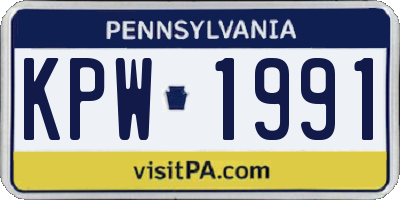 PA license plate KPW1991