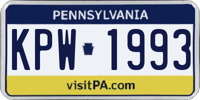 PA license plate KPW1993