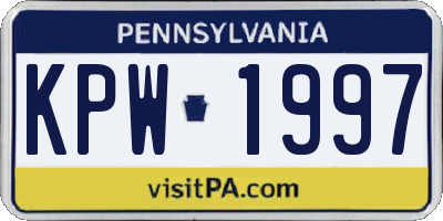 PA license plate KPW1997
