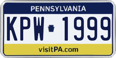 PA license plate KPW1999