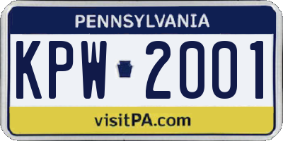 PA license plate KPW2001