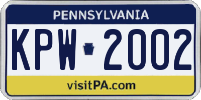 PA license plate KPW2002