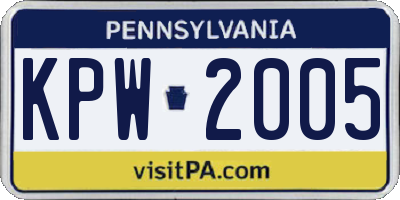 PA license plate KPW2005