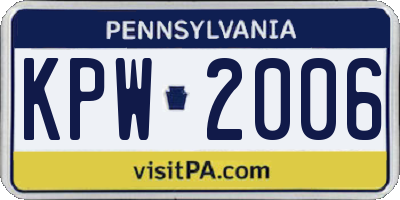 PA license plate KPW2006