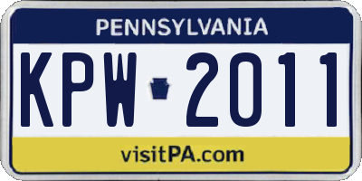 PA license plate KPW2011