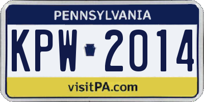 PA license plate KPW2014