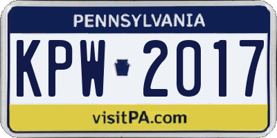 PA license plate KPW2017