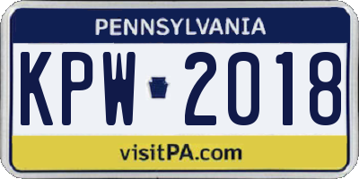 PA license plate KPW2018